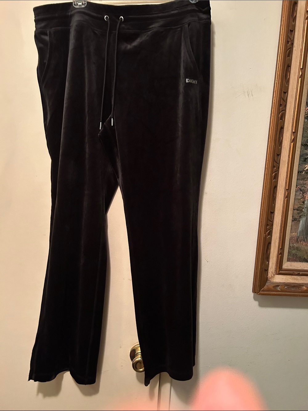 DKNY Black Velvet Pull-On Jogger Pants